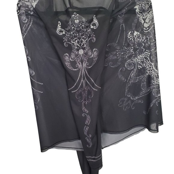 Rock & Republic Size XL Shirt Sheer Mesh Cheetah Head Print Long Sleeve Pullover - Picture 9 of 9